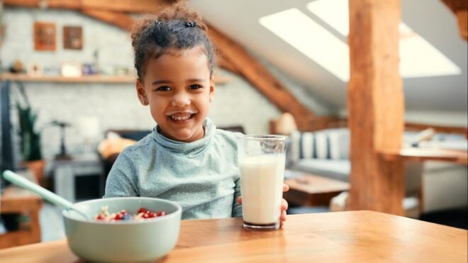 A child eating at the table