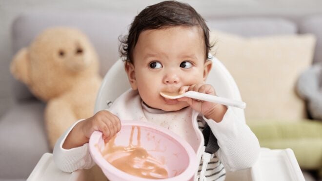 A baby eating