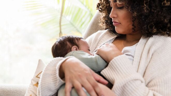 mom breastfeeding baby